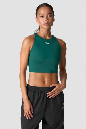 ICANIWILL - Contrast Cropped Tank Top Deep Emerald - Naiset - Treenivaatteet ICIW:ltä