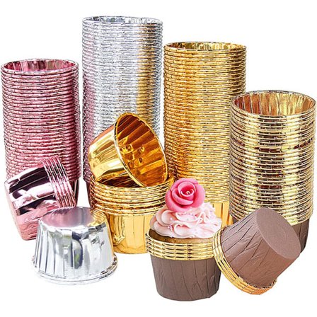 Cupcake-former -Papir Muffin Cupcake-former, Konditorivarer, Papir Muffin Cup-former, Dekoreringsformer for Cupcakes (gylden 200 stk./pakke)