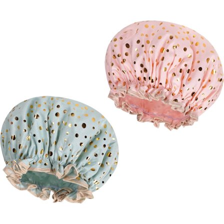 Brusehætte, 2-delt vandtæt brusehættesæt, genanvendelige badehætter med elastikbånd til kvinder og piger, brusebad, spa, salon