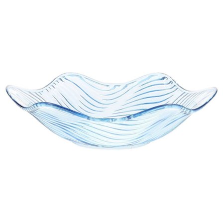 Fruktfat i plastkrystall, blomsterdesign, snacks, nøtteskål, bølgeformet godteriholder, salatskål for hjemmet, blått plastmateriale, krystall-look GMI