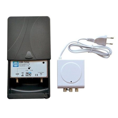 UHF-forstærker - WISI - AMPLI LTE C21-48 - Gain 35 dB - Strømforsyning 24V - 2 udgange RED