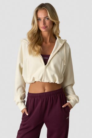 ICANIWILL - Everyday Cropped Zipper Hoodie Cream - Naiset - Treenivaatteet ICIW:ltä
