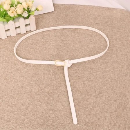 Retro Snap Tunt Belte PU Lær Smalt Belte HVIT hvit