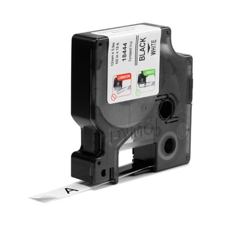 Tape Rhino vinyl 12mm svart på vit - Lyreco - Kontorsmaskiner - Märkmaskiner och tape - Tape - Dymo Rhino