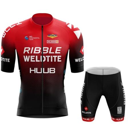 HUUB Team Cycling Jersey + Bib shortsit Set 2023 Miesten Maastopyöräily Vaatteet Lyhythihainen Puku Urheilu MTB Pyörän harjoitusasu Red-short suit 