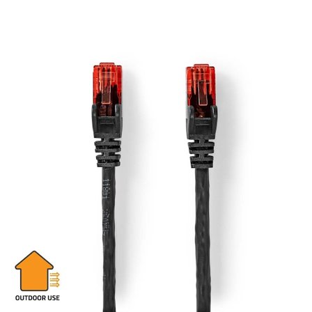 CAT6 Verkkokaapeli | RJ45 uros | RJ45 uros | U/UTP | 30.0 m | Ulkokäyttöön | Pyöreä | PE | Musta | Label