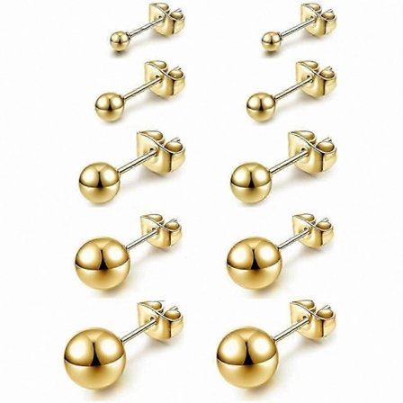 Rustfri Stål Kugle Ørestikker Sæt til Brusk, Hypoallergeniske Runde Øreringe til Kvinder & Mænd, 3mm-8mm, 12 Stykker