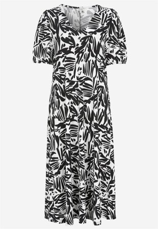 Cellbes of Sweden - Jersey-kjole med puffermer i svart / hvit for damer i størrelse 34/36