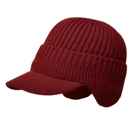 Vinterstrikket hue med skygge, varm ørebeskyttelse, udendørs cykelhue, vindtæt, moderigtig, tynd