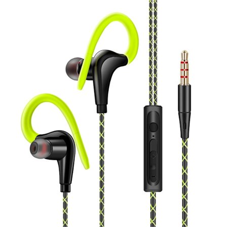 Hörlurar 3.5mm Sport Hörlurar Super Stereo Headset Svettssäker Löpning Headset Med Mic Öronkrok Hörlurar