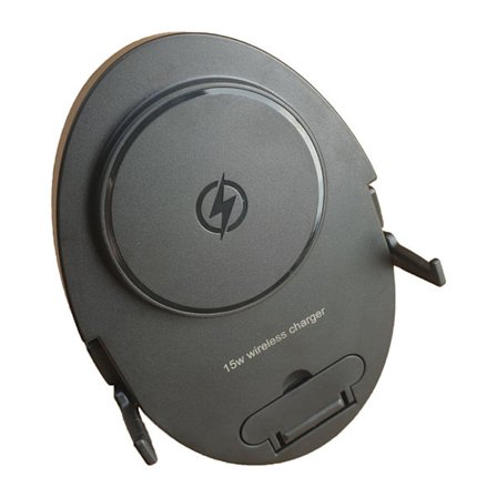 Trådløs oplader, 15W hurtigopladningsstander, sengebord, skrivebordstelefonholder, foldbar trådløs opladningsstander