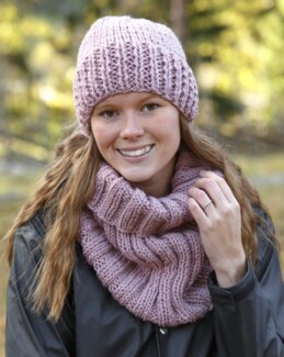 Strikkeoppskrift Lang & kort lue samt snurre skjerf - Järbo