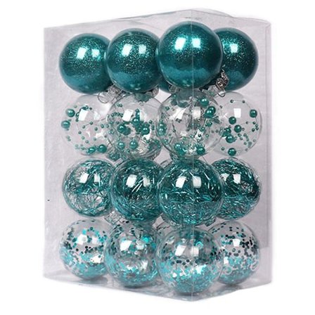 24 st julgranskulor Färgade Lätt att Hänga Julgransdekorationer Kulor Hängande Dekorationer (Sjöblå)