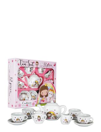 Lillie & Ellie - 12 Pcs Porcelain Tea Set Toys Toy Kitchen & Accessories Coffee & Tee Sets Monivärinen/Kuvioitu Einhorn