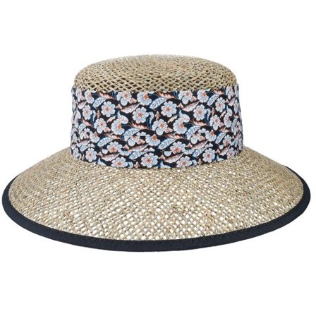 Seeberger - Beige straw Hatt - Seagras Floppy With Small Nature-Black Straw Hat @ Hatstore