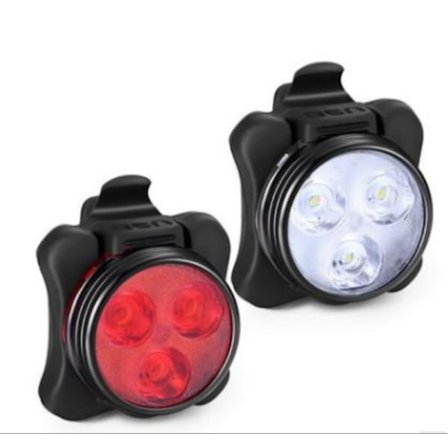 Mountainbike-ljus USB-laddning framlampa + bakre varningsljus bakljus ridtillbehör rött ljus + vitt ljus (silverkant),