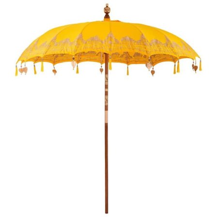 Bali-parasol - vidaXL - Gul - 215x215x260 cm - Tyg av bomull - Stolpe av massivt trä - Ribbor av bambu