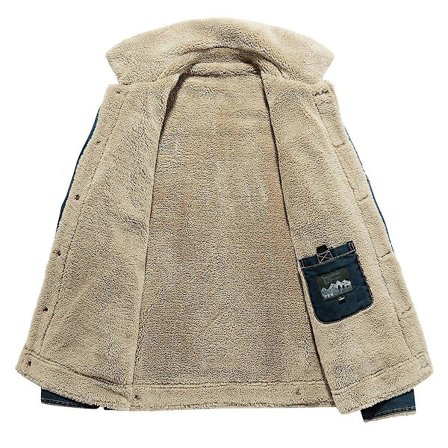 Talvi farkkutakki Slim Fit Fleece Casual Coat Lapel Paksu Lämpimät ulkovaatteet