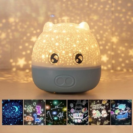 Galaxy Projektor Natlampe med Bluetooth Højttaler - Stjerneklar Himmelfremvisning, 23 Mønstre, Fjernbetjening, Stemningsbelysning til Soveværelse