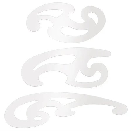 Fransk kurvmall i rostfritt stål, mönstermall i metall, ritstenciler, ritmallar, verktyg för design av läderkläder, dekorativ prägling