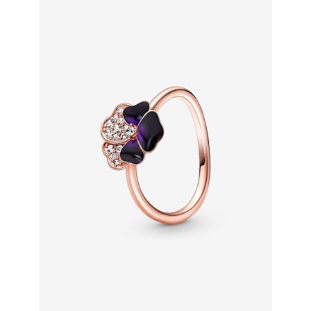 Pandora - Dyb Lilla Stedmoderblomst Ring - 14k rosaguld plating