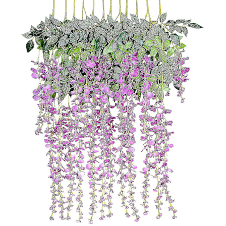 Kunstige blomster, kunstig blåregn, hjemmeinnredning, laget av silke, 12 stk - lilla