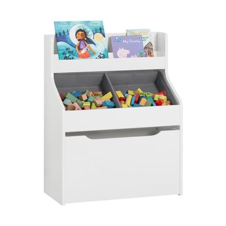 Rootz børnebogreol med legetøjskiste - Opbevaringsorganisering - Børnebogreol - MDF og stofkonstruktion - Nem montering - 63 cm x 80 cm x 32 cm