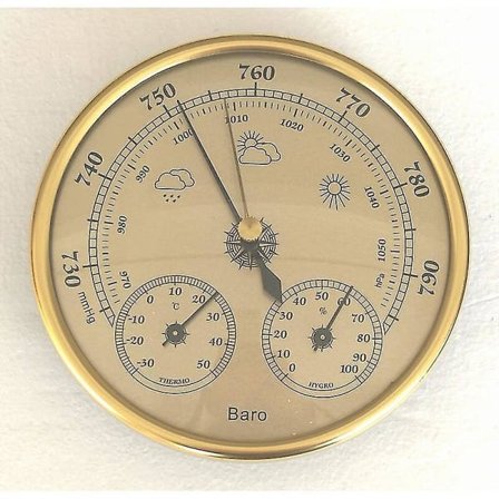 Barometer, værstasjon med barometer og hygrometertermometer, 3-i-1 veggmontert analog værstasjon for innendørs bruk