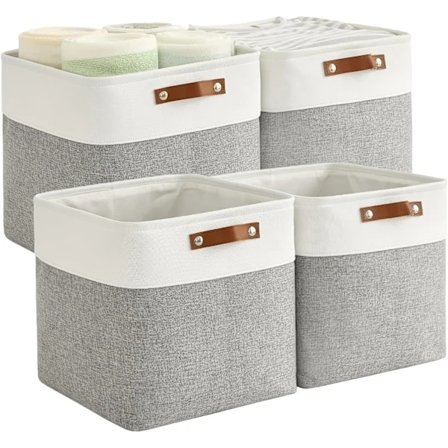 4 stk. Sammenfoldelige Opbevaringskurve til Hylder Garderobe Stofkube 33CM Organizer Skuffer med Håndtag Vandtæt Lærredskasse_tfrf