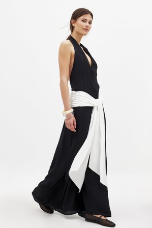 Claire Rose x NA-KD Maxiklänning med knyt i midjan - Halterneck-klänning - Svart - EU 44