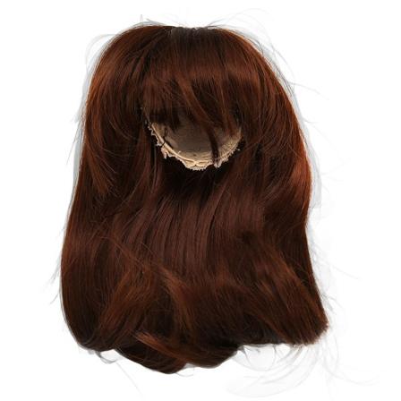 1/6 nivelledoll peruukki otsatukka DIY simuloitu päänahka korkea lämpötila silkki nukke hiukset peruukki 15,5-17 cm nukke Dark Brown