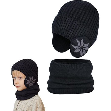 Lue og skjerf - Vinterluer for barn - Barnelue - 2 i 1 lue- og skjerfsett for barn