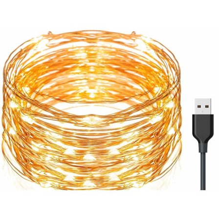 LED Lyslenker, 22m LED Lyslenker 200 LED USB-drevet, Vanntette Kobbertrådlyslenker for Gjerde Terrasse Hage Jul Fest Bryllup