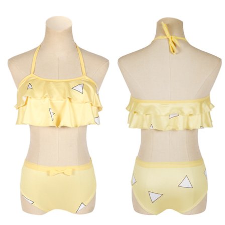 Mub- Anime TV Cosplay Costume Woman no Yaiba Bikini Beach Set Halter Neck Swimsuit Demon Slayer Kamado Nezuko Swimwear Bathing Suit