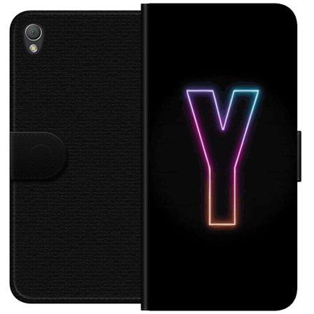 Kompatibel Tegnebogsetui til Sony Sony Xperia Z3 Minimalistisk neonbogstav Y i farveskiftende lys mod sort baggrund