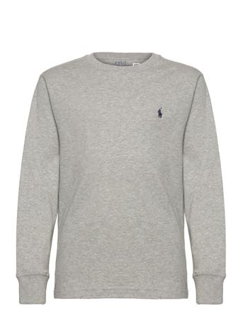 Cotton Jersey Long-Sleeve Tee Tops T-shirts Long-sleeved T-Skjorte Grey Ralph Lauren Kids