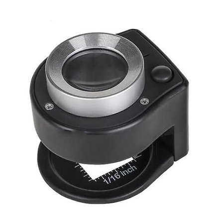 Bærbar 30X forstørrelsesglass Full Metal Black Pengeseddel Detecting Lamp Scale??