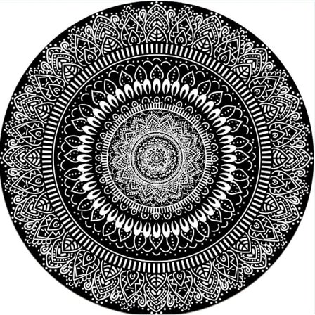 Innendørs og utendørs teppe rundt rundt blomsten svart 120x120cm innendørs og utendørs