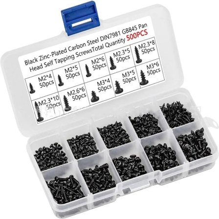 500 stk selvskruende skruer flatt hode treskruer sortiment