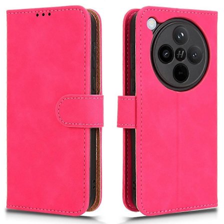 För Oppo Find X8 5G Läderfodral Skin-Feel Anti-Drop Plånbok Flip Telefonfodral - Rosa