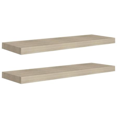 Vidaxl Svävande Vägghyllor 2 St Ek 80x23,5x3,8 Cm Mdf Brun