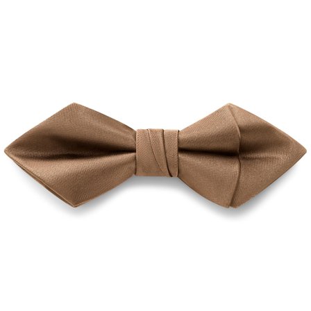 Tan Pre-Tied Satin Diamond Tip Bow Tie for Men - Pre-tied bow ties