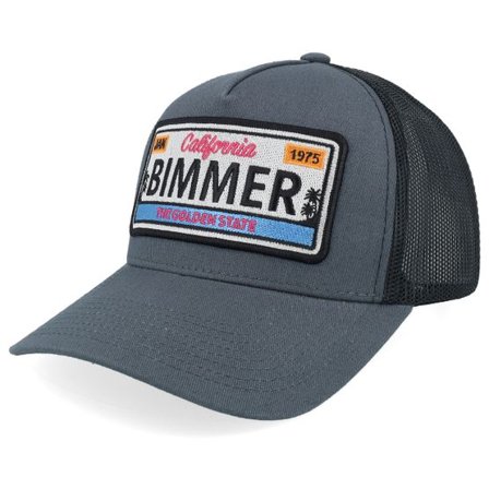 Iconic - Grå trucker Keps - Bimmer License Plate Grey/Black A-frame Trucker @ Hatstore