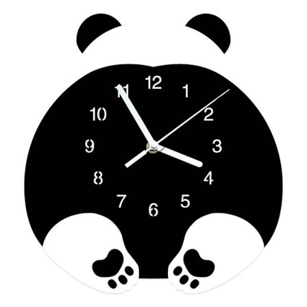 Tegneserie Panda Vægur Lydløs Sjov Dyr Hængende Kunst Til Tid Ur