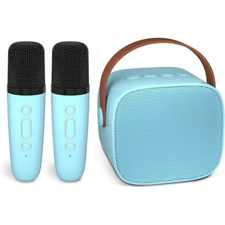 Karaoke-maskine til børn med 2 trådløse mikrofoner, bærbar Bluetooth-højttaler, gavelegetøj til pigers og drenges fødselsdag