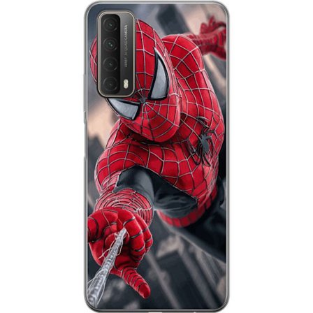 Yhteensopiva Puhelinkuori Huawei Huawei P smart 2021 Dynaaminen Spider-Man-kuvaus toimintanäkökulmasta, supervoimien teema liikkeen energialla ja el