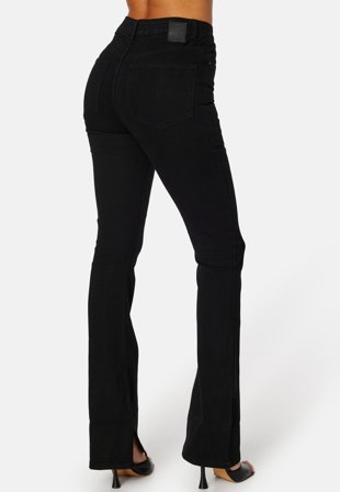 Pieces Peggy HW Flared Slit Jeans Black Klær
