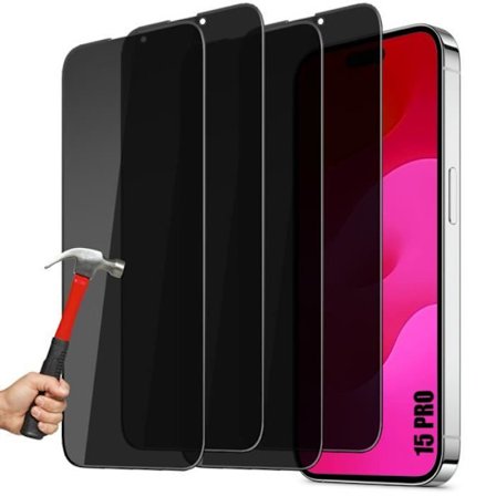 [4 delar] Antispionhärdat glas för iPhone 15 Pro skyddsfilm
