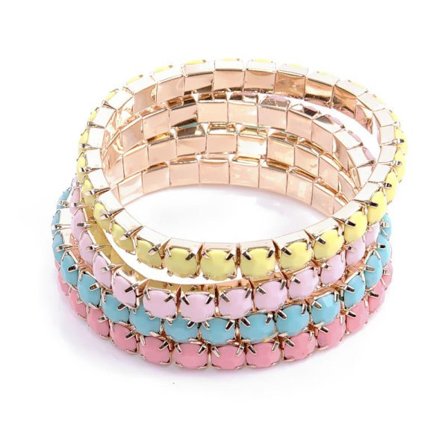 4 st Armband / Pärlarmband i 4 Olika Färger - Turkos, Rosa & Gul