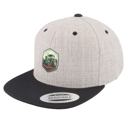 Kiddo Cap - Grå snapback Keps - Kids Tractor Print Heather Grey Snapback @ Hatstore